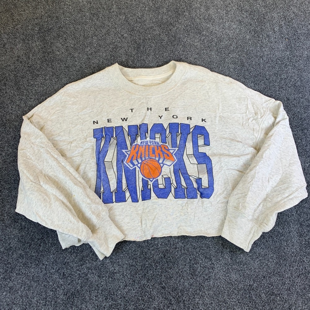 Abercrombie & Fitch New York Knicks NBA Sweatshirt Womens Medium Gray Good Crop